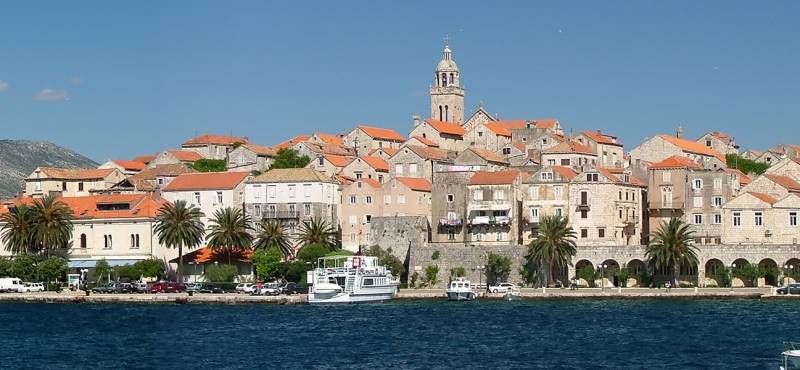 A panoramic view of the fortified city of Korcula in Croatia
