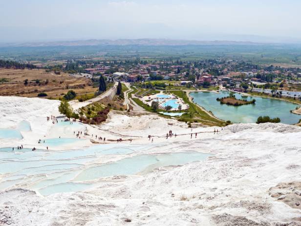 The salt encrusted pools at Pamukkale