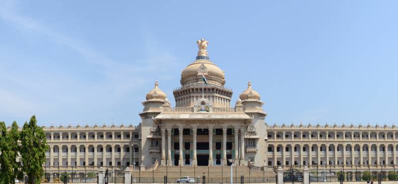 Panoramic view of Vidhana Soudha, the seat of Karnataka`s legislative assembly located in Bangalore,