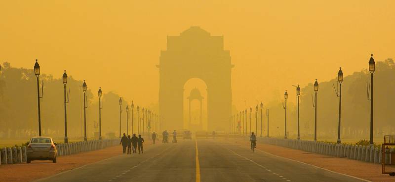 A view of India Gate and the road leading up to it in Delhi capital of India