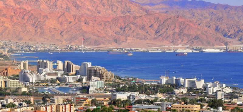 The rugged landscape that surrounds the popular seaside resort of Eilat